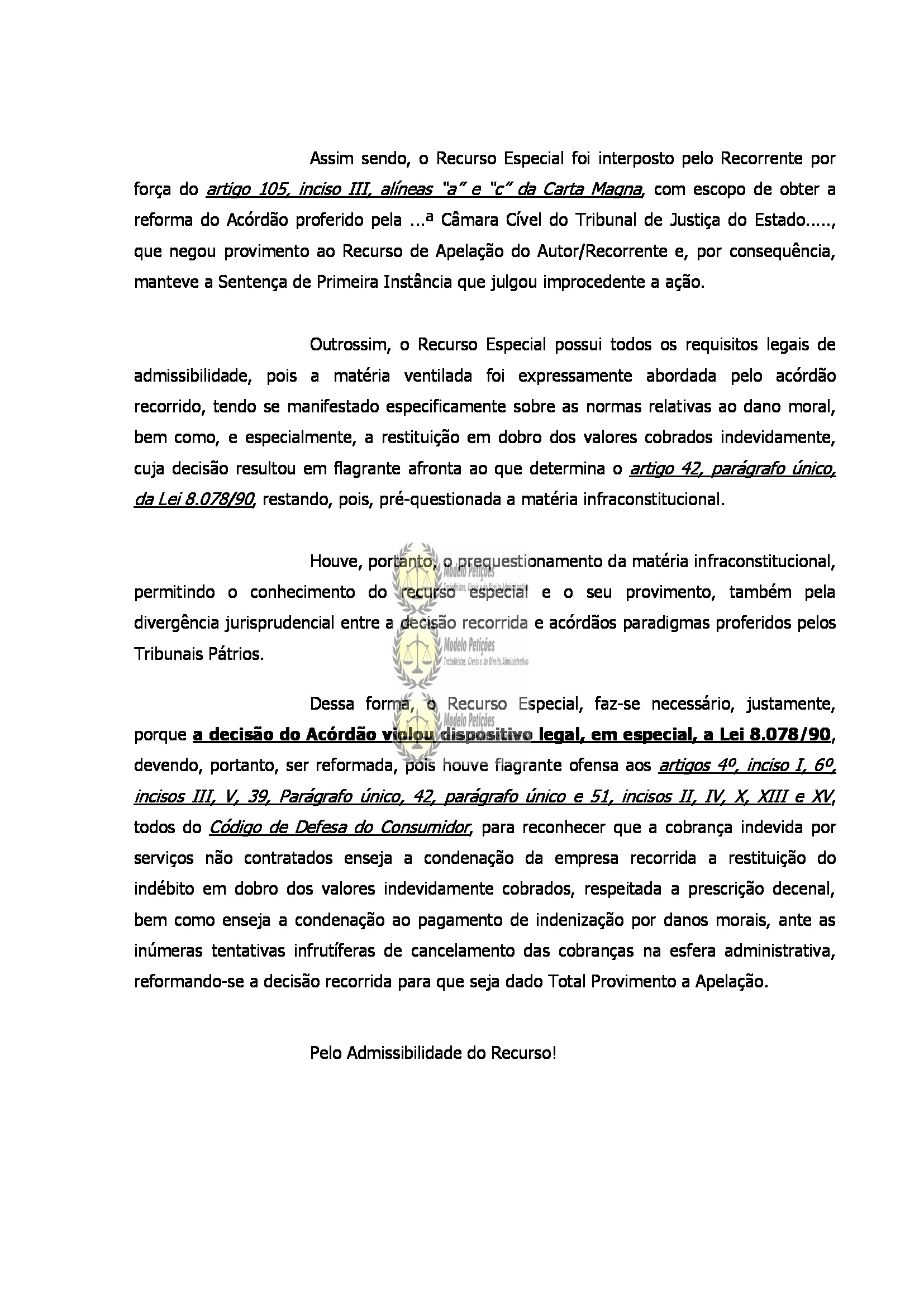 Recurso Especial Para O Stj Consumidor Plano Básico De Telefonia Serviços Não Contratados 5417