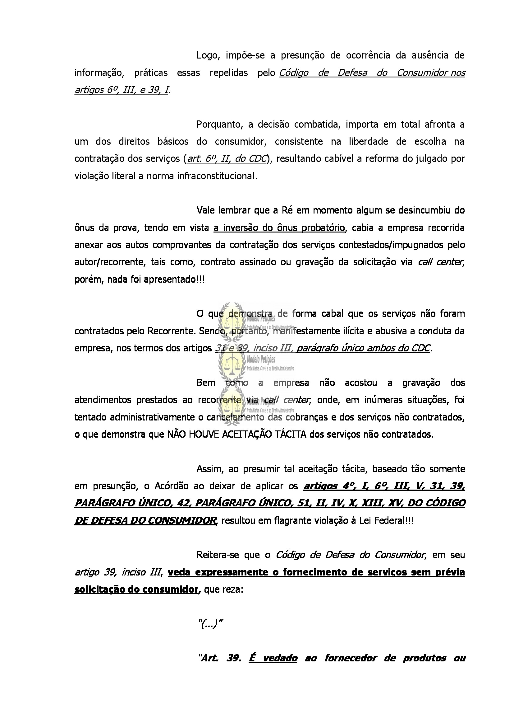 Recurso Especial Para O Stj Consumidor Plano Básico De Telefonia Serviços Não Contratados 2783