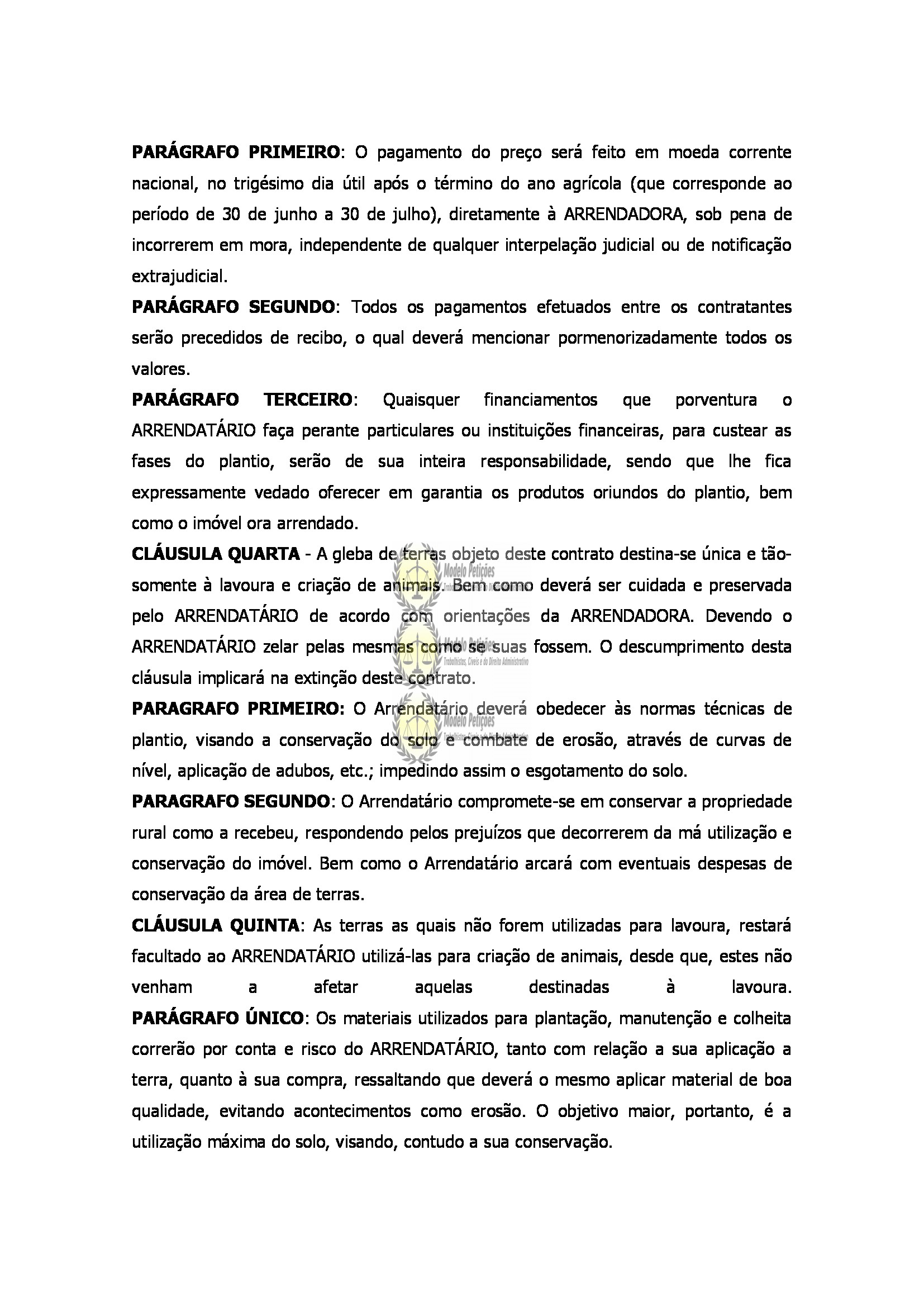 Modelo Contrato De Arrendamento De Imóvel Rural