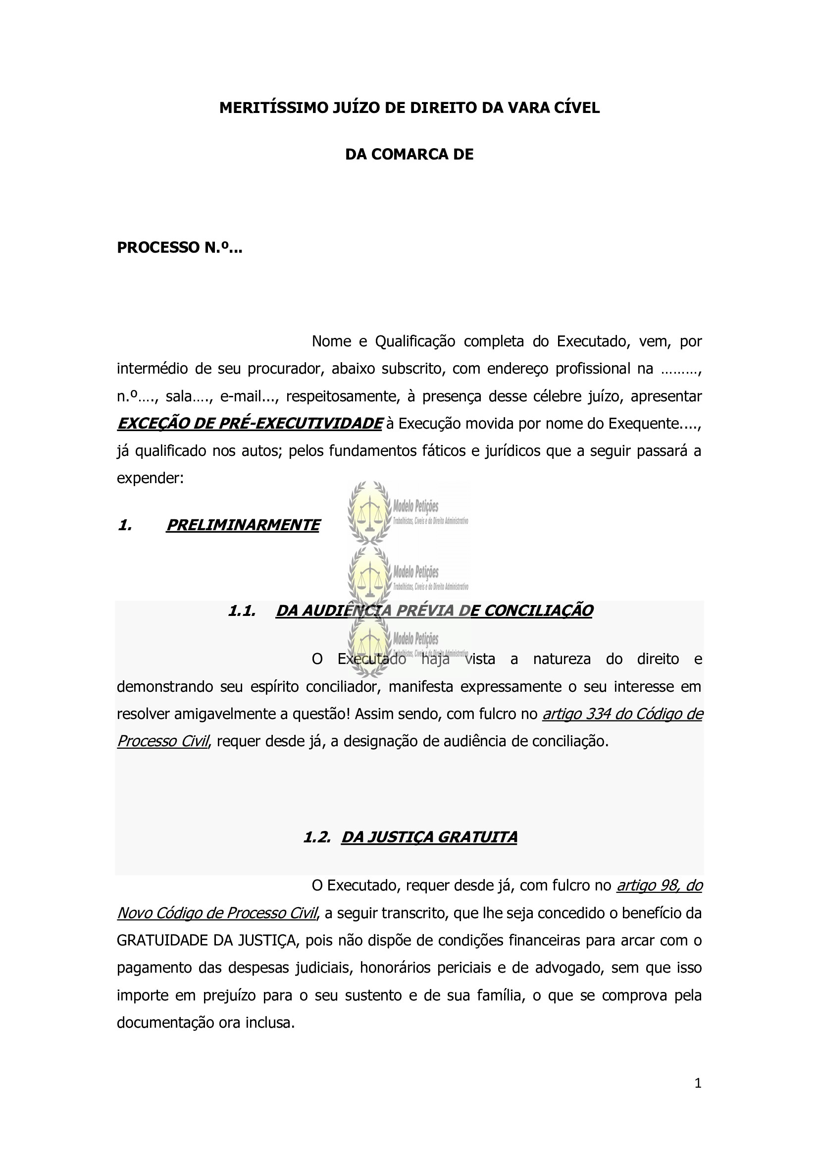 Aprender Sobre 55 Imagem Modelo Exceção De Pre Executividade Vn 6728