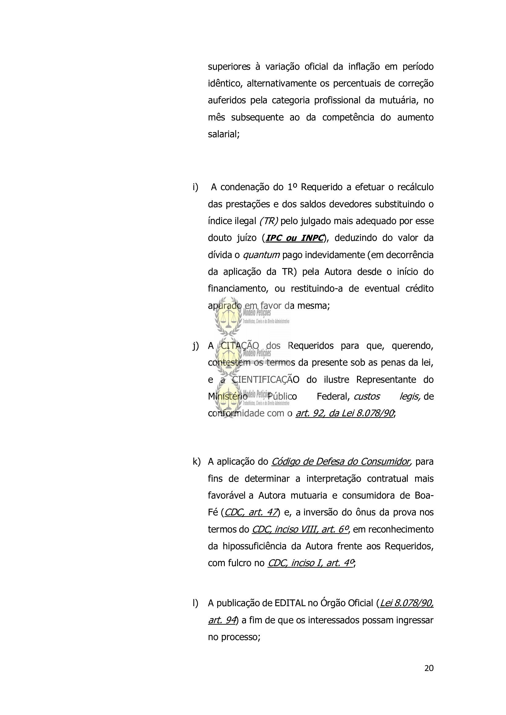 Inicial. Ação Revisional De Contrato Do Sistema Financeiro De Habitação ...